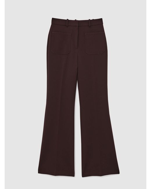 Reiss Multicolor Petite Twill Patch-Pocket Flared Trousers