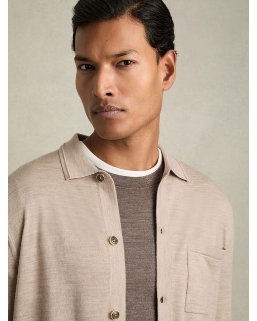 Reiss Natural Merino Wool Button-Through Cardigan for men