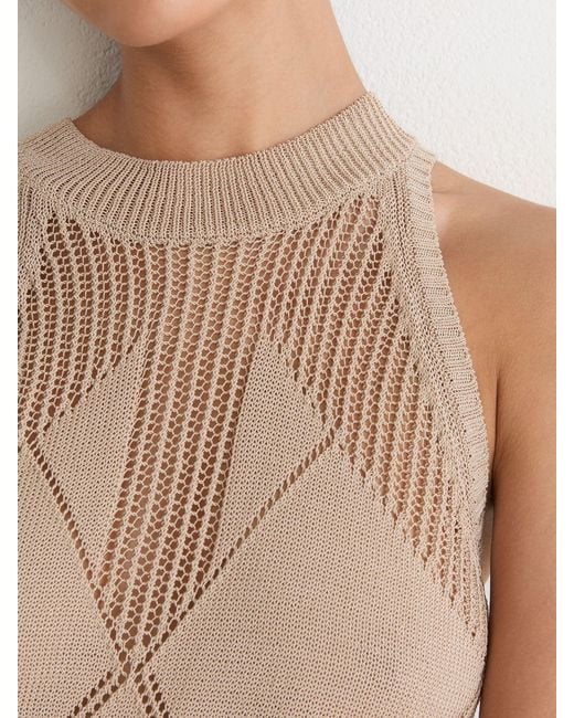 Reiss Natural Cotton-Blend Argyle Open-Knit Vest