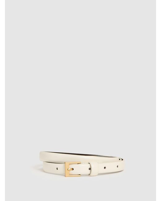 Reiss Holly - Off White Thin Leather Belt, M