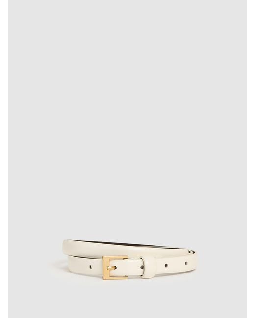 Reiss Holly - Off White Thin Leather Belt, S (us 4-6)