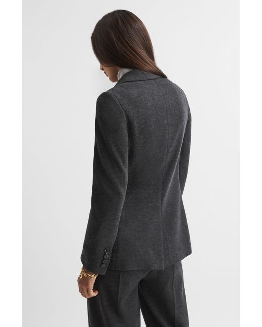 Reiss Multicolor Iria - Grey Melange Petite Double Breasted Wool Blend Suit Blazer