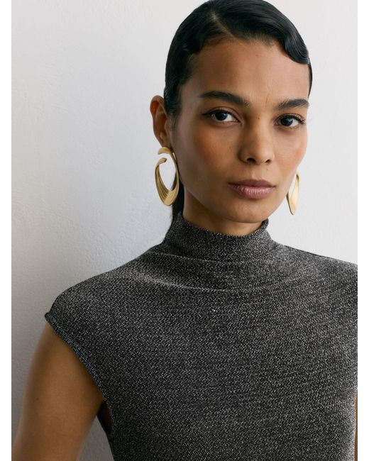 Reiss Multicolor Metallic Funnel-Neck Top