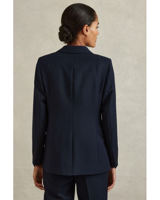 Reiss Blue Gabi - Navy Petite Tailored Single Breasted Suit Blazer
