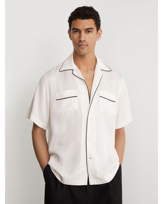 Reiss Natural Jacquard-Stripe Piped Shirt for men
