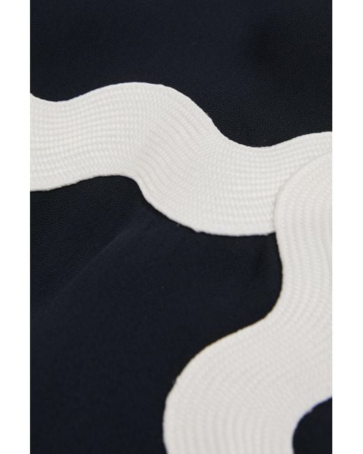 Reiss Blue Wave Trim Crepe Midi Dress