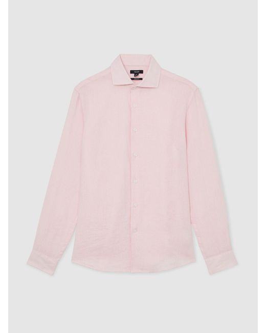 Reiss Multicolor Linen Cutaway-Collar Regular-Fit Shirt for men