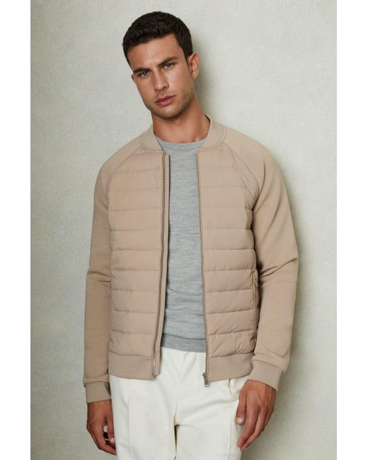Reiss Multicolor Hybrid Quilt Raglan-Sleeve Bomber Jacket for men