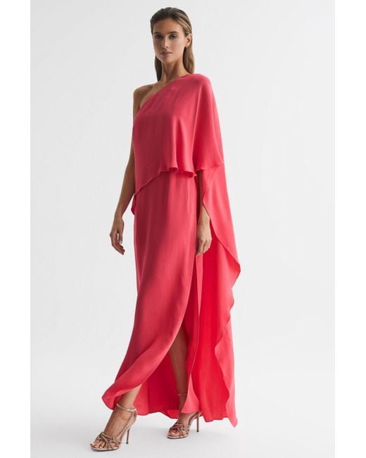 Reiss Red Jordyn One-shoulder Woven Maxi Dress