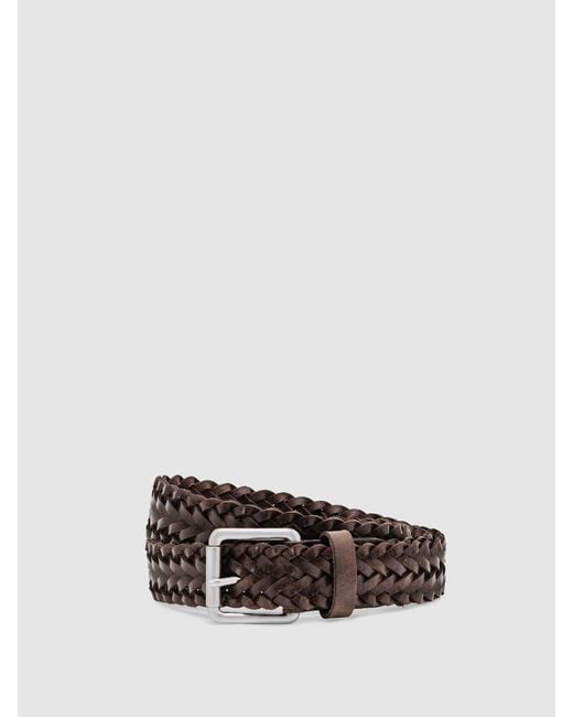 Reiss White Leather Woven Belt for men