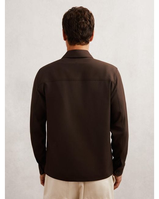 Reiss Brown Twill Twin-Pocket Overshirt for men