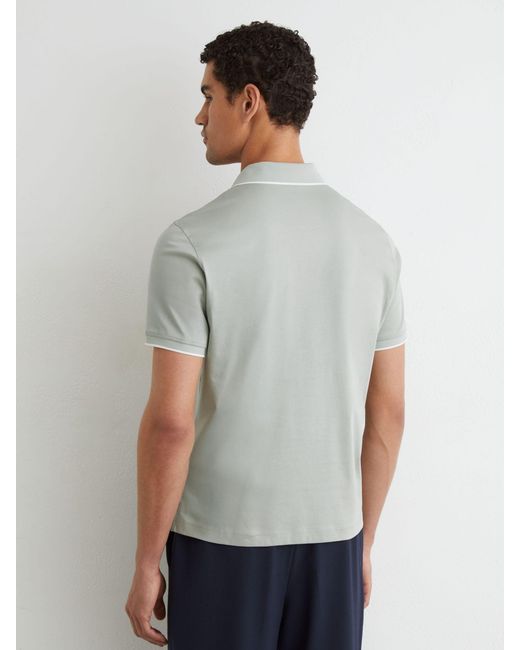 Reiss Gray Air-Water Cotton Tipped Polo Shirt for men