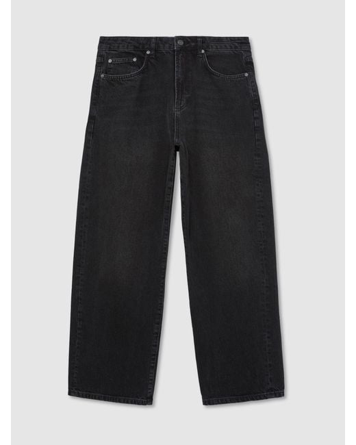 Reiss Black Loose-Fit Rigid-Denim Jeans for men
