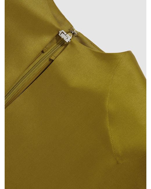 Reiss Green Satin Turn-Lock Mini Dress