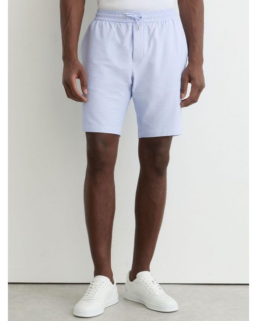 Reiss Blue Seersucker Drawstring Shorts for men