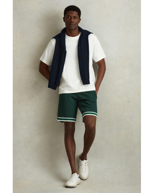Reiss Multicolor Jack - Green Multi Knitted Elasticated Waist Shorts, Xxl for men