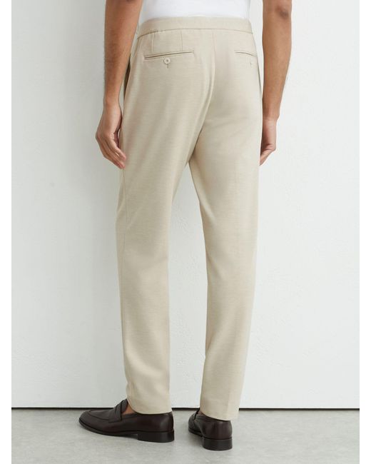 Reiss Natural Tailored Fit Textured Jersey Drawstring Suit Trousers for men