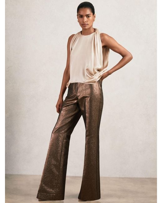 Reiss Natural Silk Draped Sleeveless Top