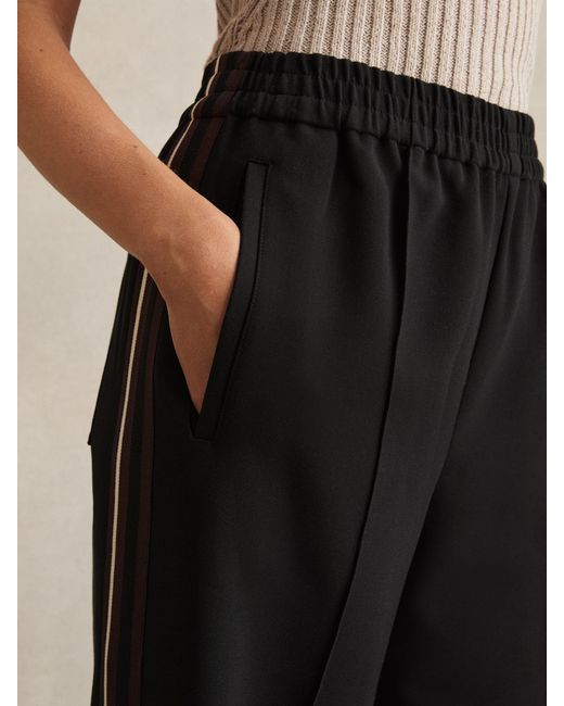 Reiss Natural Side-Stripe Wide-Leg Trousers