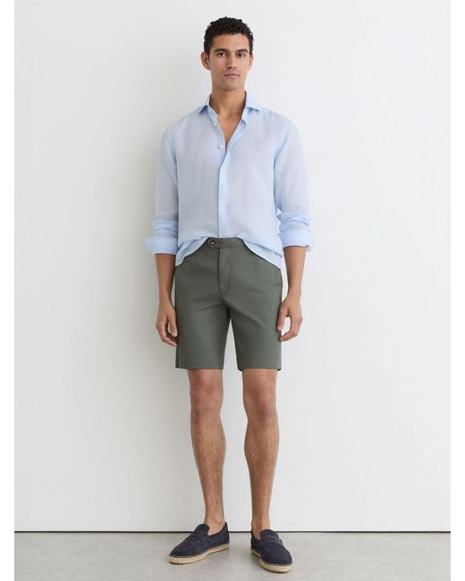 Reiss Black Cotton Chino Shorts With Stretch for men