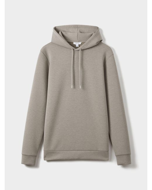Reiss Natural Fabien Taupe Premium Interlock-Jersey Hoodie for men