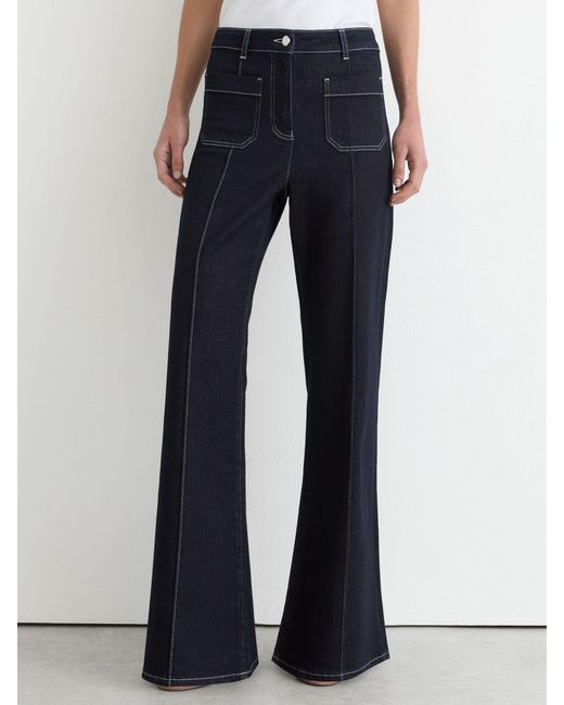 Reiss Blue Tall Patch-Pocket Flared Jeans
