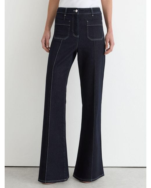 Reiss Blue Patch-Pocket Flared Jeans
