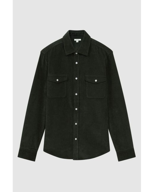 Reiss Black Bonucci - Emerald Corduroy Twin Pocket Overshirt for men