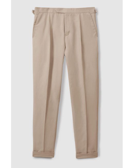 Reiss Natural Com - Stone Relaxed Cropped Trousers With Turned-up Hems, 32 for men