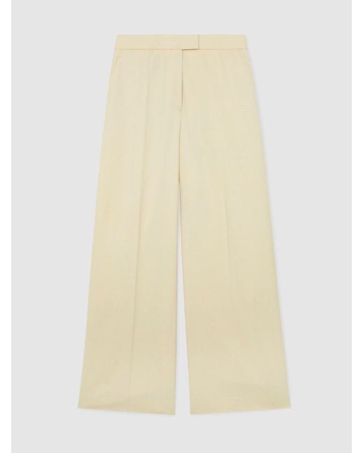 ATELIER Natural Anya - Silk-wool Wide-leg Suit Trousers, Us 10
