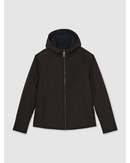 Reiss Black Reversible Hooded Puffer Jacket for men
