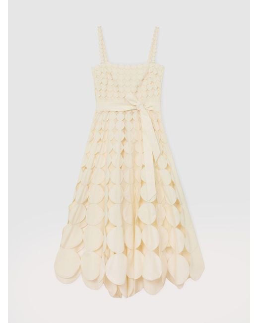 Reiss Natural Cotton Cut-Out Belted Midi Dress