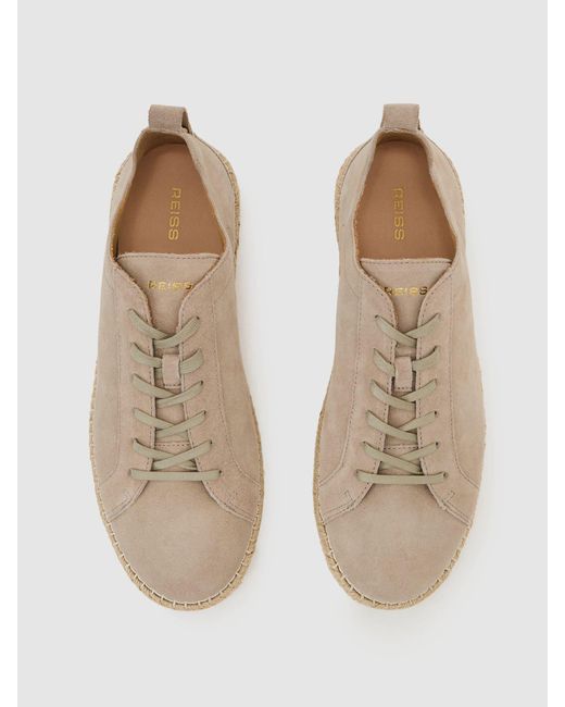 Reiss Natural Suede Espadrille Lace-Up Trainers for men