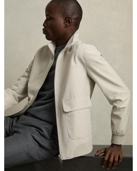 Reiss Natural Zip-Through Funnel-Neck Jacket for men