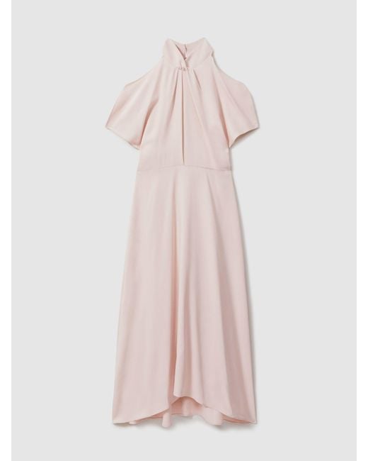 【海外限定】REISSドレス☆Andressa Twist Neck Cut Out Midi Dr Reiss Twist Neck Cut Out Midi Dress in Nude - REISS