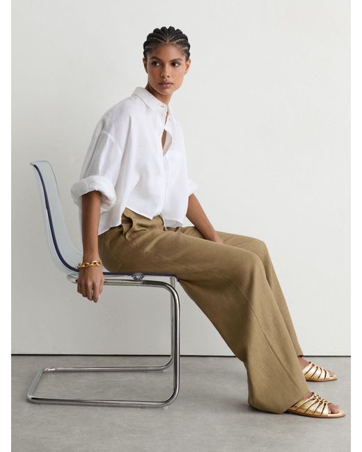 Reiss Green Agnes - Gold Leather Metallic Knotted Flat Sandals, Us 8 (uk 6)