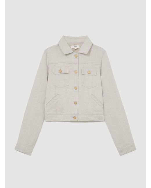 Reiss White Carmen Lyocell-Linen Trucker Jacket