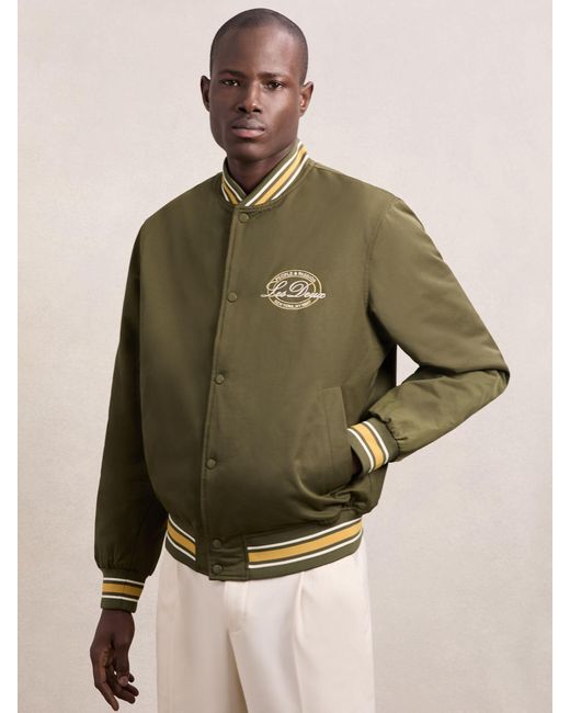 Les Deux Green Les Les Tech Varsity Jacket for men