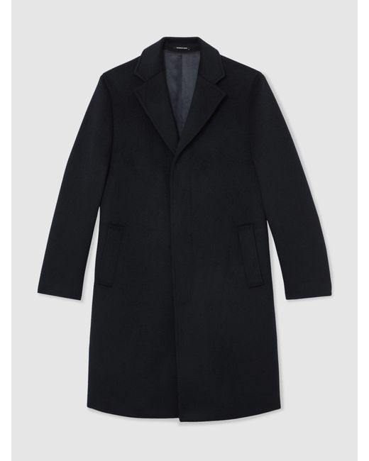 Reiss Black Empire - Navy Wool-blend Single-breasted Overcoat, S for men