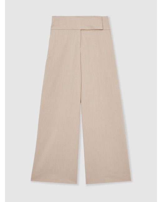 Reiss Natural Petite Lyocell-Linen Wide-Leg Trousers