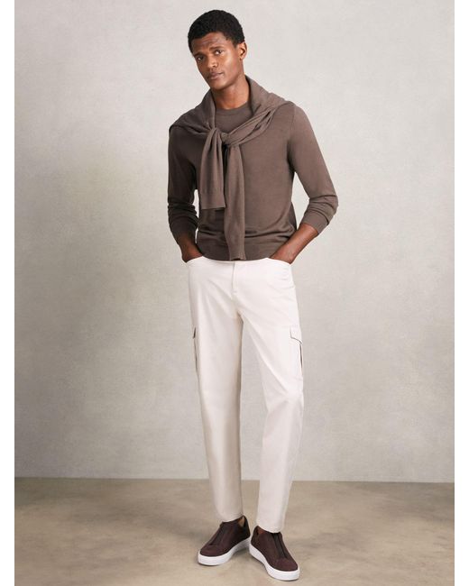 Reiss Natural Cotton Tapered Cargo Trousers With Stretch for men