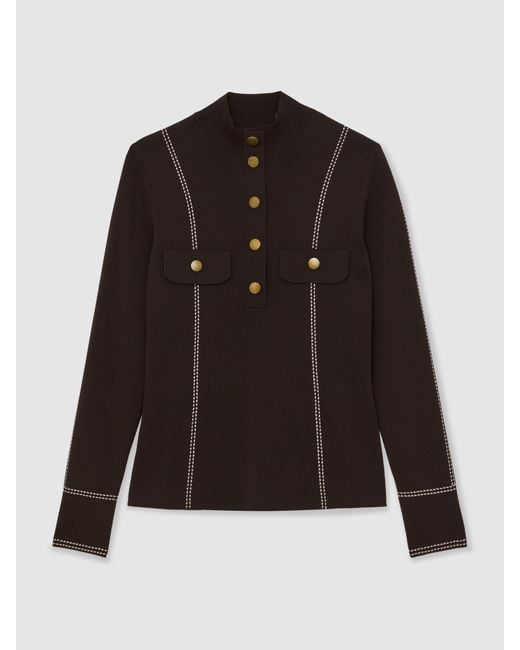 Reiss Natural Contrast-Stitch Knit Top