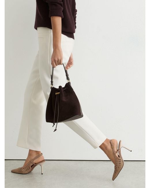 Reiss White Woven Leather Court Shoes