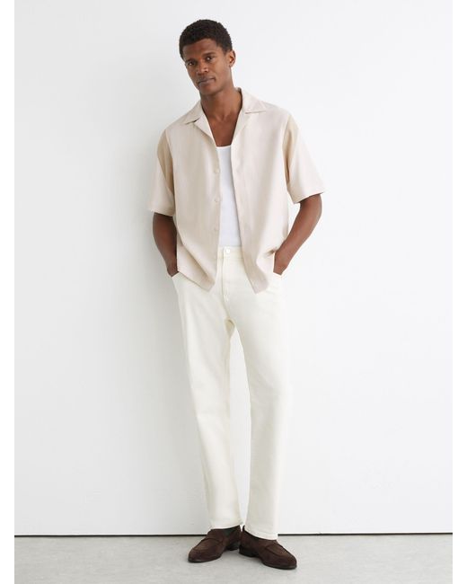 Reiss Natural Fortuna - Oatmeal Sleeve-insert Cuban-collar Shirt, M for men