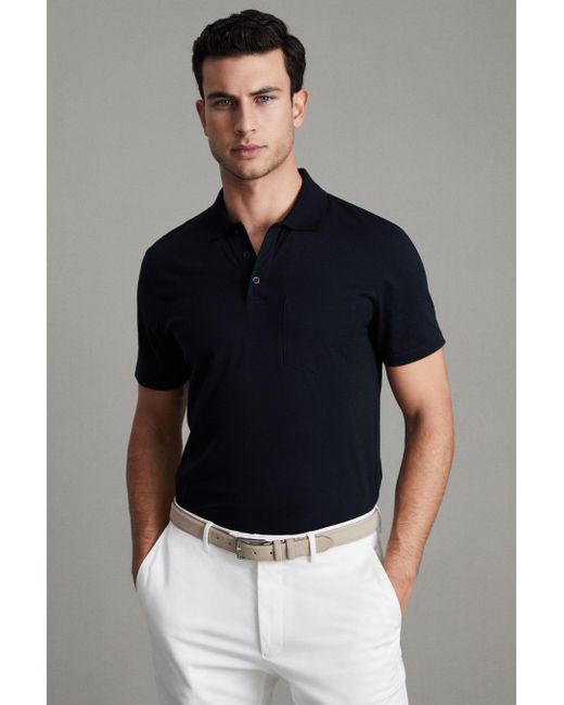 Reiss Blue Austin - Navy Mercerised Cotton Polo Shirt for men