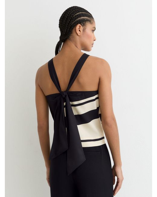 Reiss White Scarf-Print Tie-Back Top