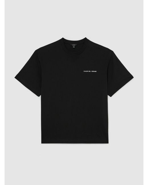 Reiss Black Cotton Logo Short-Sleeve Relaxed T-Shirt for men