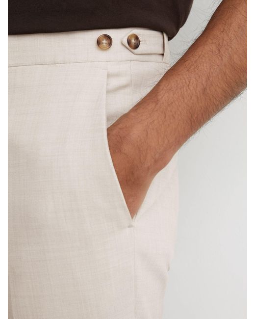 Reiss Natural Tailored Fit Textured Suit Trousers With Wool for men