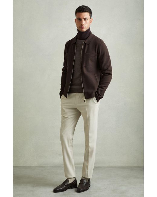 Reiss Rivers Chocolate Brown Knitted Zip through Jacket L in Black for Men Lyst UK