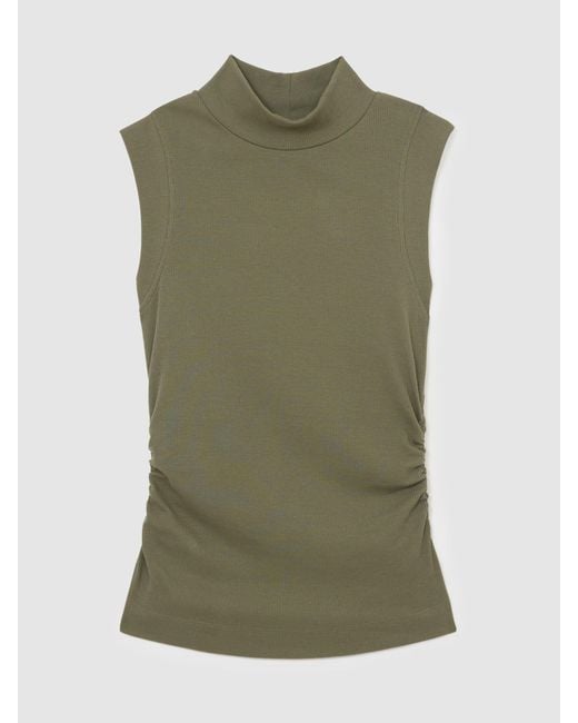 Reiss Green Stretch-Cotton High-Neck Vest